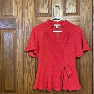 Faux Wraparound Style Blouse